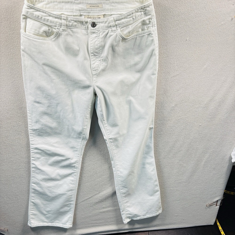 Jones New York Straight Jeans Womens 8 White High Rise Stretch 28x25 5 Pocket Jn